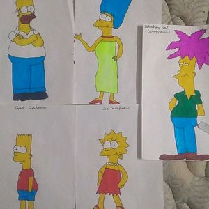 Simpsons Characters Drawing With Sketch Pen