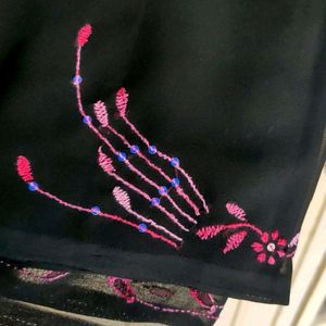 Beautiful Hand Work Black Saree