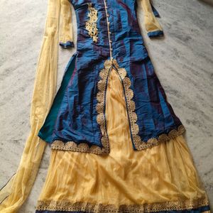 Blue Embroidered Mastani Dress