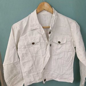 White Denim Crop  Jacket For Women.