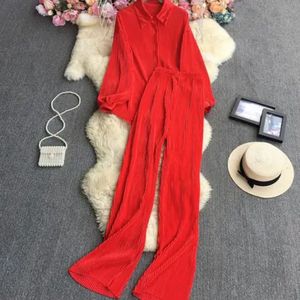 plus size hot red pleated cordset