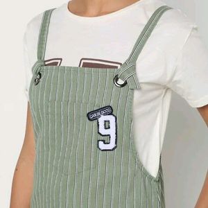 Striped Slim Fit Dungaree Dress