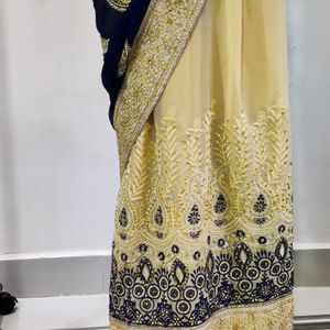 Full Ambroidary Stone Work Saree