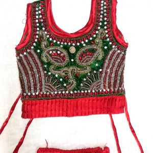 Red & Green Colored Beautiful Lehenga For Kids ♥️