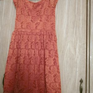 Shimmering Orange Boat Neck Dress