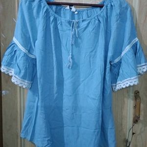 2BMe Light Blue Top With Bell Sleeves