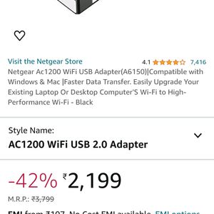 Netgear Wireless USB WiFi Adapter With Disc