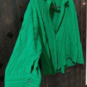 Combos Green Free Size Shirt & Woolen Pink Top