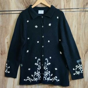 Black Embroidery Work Cardigan Size-38-40