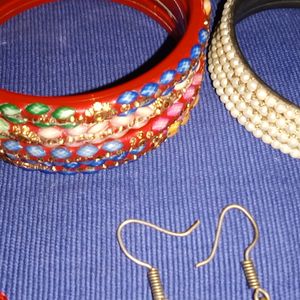 Red Colour And White Colou Bangles