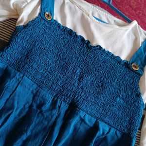 Double Bell Sleeves Blue Coloured Top