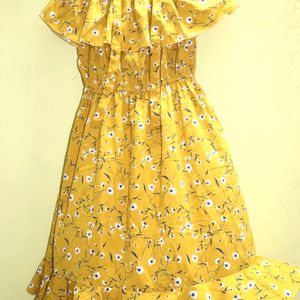 Yellow Floral Off-Shoulder Dress