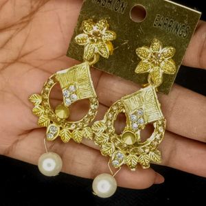 Golden Chandbali Earrings