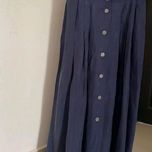 Long Navy Blue Buttondown Gown