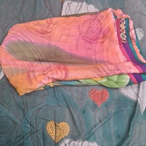 MULTICOLOUR SAREE WITHOUT BLOUSE