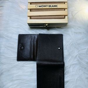 Mont Blanc Genuine Leather Wallet Men's Wooden Box