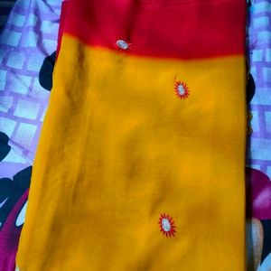 Red And Yellow Mix Saree