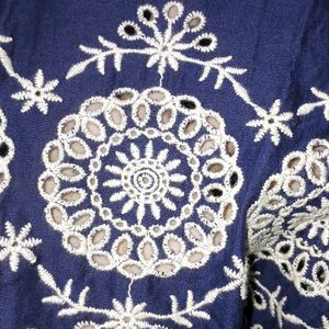 Floral Embroidery Navy Vintage Dress