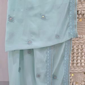 Sky Blue Colour Sharara Set With Duppata