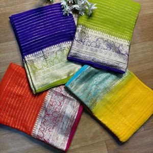 Pure Viscose Georgette Weaving Jacquard Saree🫶