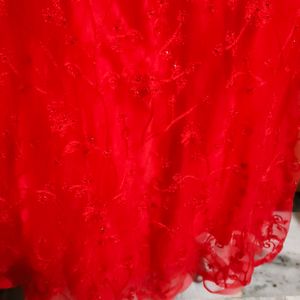 Barbie Red Party Gown With Dupatta