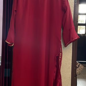 Red glittery kurta with sharara