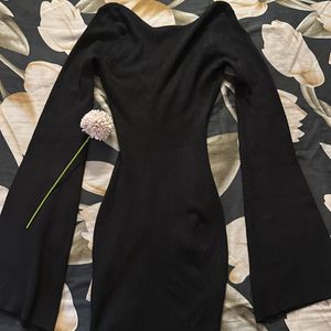 Stylish Sleeve Black Bodycon Dress