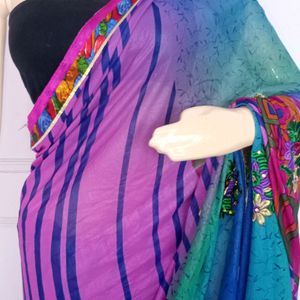 New Multicolored Saree With Blouse Pc