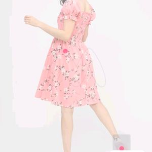 Tokyo talkies CORAL PINK AND WHITE FLORAL DRESS