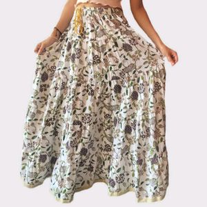 White Cotton Long Skirt