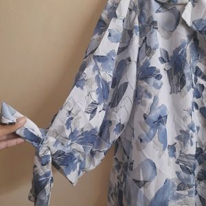 Blue Flower Print Top