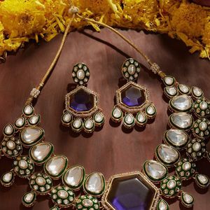 Purple Kundan set