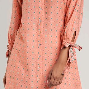 Global Desi Peach Pink Printed Tunic