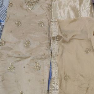 Unstitched Chanderi Suit Set