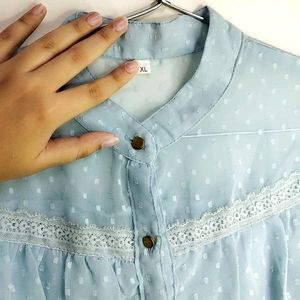 Blouson Sky Blue Top💝