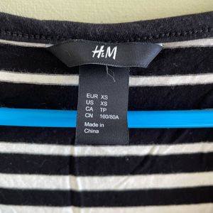 H&M Black And White Striped Bodycon