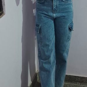 Women Cargo Blue Jeans