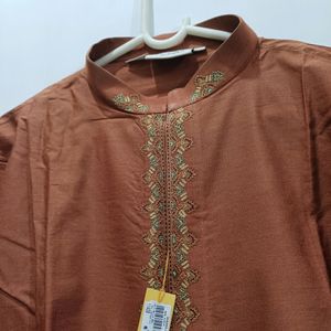 Pure Silk Kurta Chudidar Set (Rust)