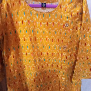 Yellow Straight Kurti