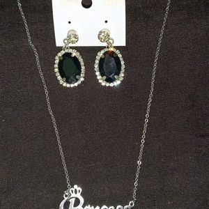 Princess Locket Necklace And Earrings