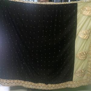 Brown Colour Saree With Cream Net