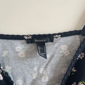 F21 Black Crop Top With Floral Print