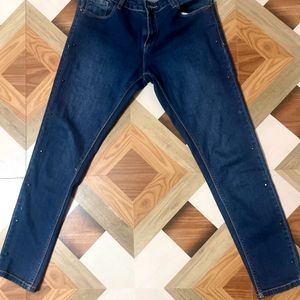 Dark Blue Denim Jeans For Womens