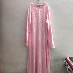 Pink Full Sleeve Night Wear For Women