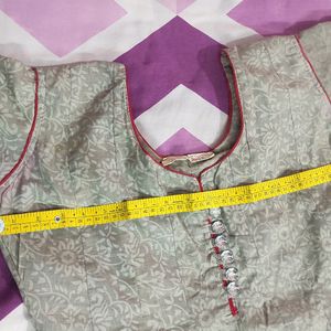 Red 🍒 & Grey Heavy Flare Cotton Anarkali Dress