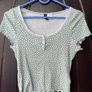 H&M Green Floral Top