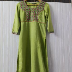 melange olive green kurti