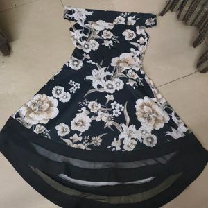 299RS Off Shoulder Cute Flower Print Dress