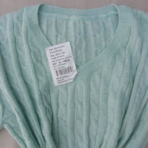 New Sea Green Korean Wool Crop Sweater