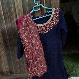 NewRoyal Blue Anarkali Pattern Kurta And Pallazo